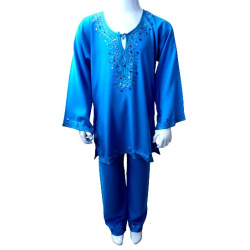 Moroccan Jabadour (tunic) in blue with children's strass