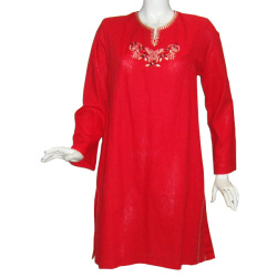Noura red linen tunic