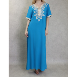 Long Eastern Robe with Women's Slip-Turquoise blue color