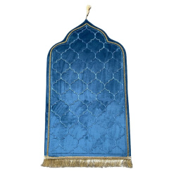 Tapis prière de luxe doré pour adulte sous forme de mosquée (Mihrab) motif mosaïque -...