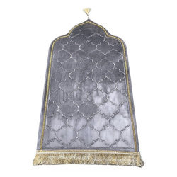Adult golden luxury prayer tapestry in the form of a mosque (Mihrab) - Grey silver...