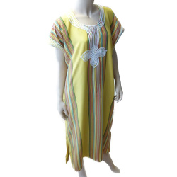 Gandoura / Moroccan dress for women with multicolored stripes (Standard Size) - Yellow