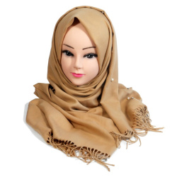 Solid color scarf / shawl with pearls at the end (several colors available)