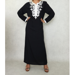 Long oriental dress for women with pearls and embroidery 100% cotton (Several colors...