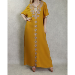 Inside dress embroidered short with beads-Mustard Color