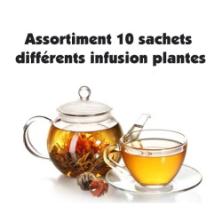Assortiment 10 sachets différents d'infusion de plantes tisanes et thés