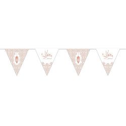 Ligne de drapeaux en papier Eid Mubarak Rose doré - 4,5 mètres