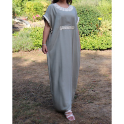 Robe with embroidery for women-Color Light Gray