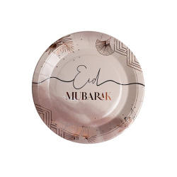 Assiettes "Eid Mubarak" - golden roses (Rose Gold-Laya Collection) - Lot of 6 pieces