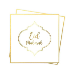 Special paper towel Eid holiday with inscription "Eid Mubarak" golden white - (12 towels)