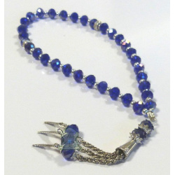 Sabha Rosary 33 navy blue crystal beads with silver metallic decorations - Sebha