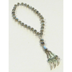 Sabha Rosary 33 smoked crystal beads with silver metallic decorations - Sebha