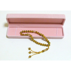Luxury metal rosary (sebha) 33 gold beads for women with pink case