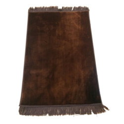 Grand tapis de luxe épais couleur uni marron sans motifs
