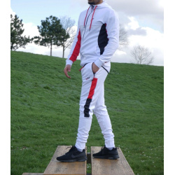 Ensemble survêtement jogging homme Blanc, gris et rouge de la marque "Best Ummah"