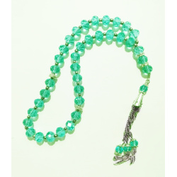Sebha (chapelet musulman) de luxe à 33 grains en cristal - Sabha de couleur bleu-vert