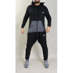 Ensemble jogging bicoloured cotton fleece Best Ummah-Color Black and grey