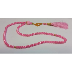 Chapelet "Sebha" de luxe à 99 perles - Couleur rose clair avec 2 séparateurs ronds dorées