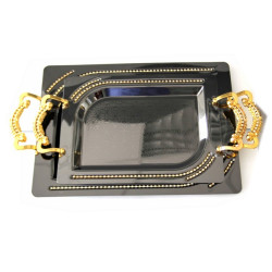 Ensemble de deux plateaux rectangulaires assortis de taille différente
