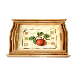 Ensemble de 3 plateaux en bois avec décorations (assortis de taille différente)