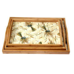 Ensemble de 3 plateaux en bois avec décorations (assortis de taille différente)