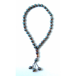 Chapelet "Sebha" de luxe bleu dorée (33 grains)