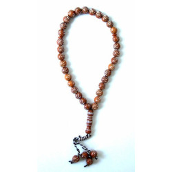 Chapelet "Sebha" marron à 33 grains avec motifs argentés