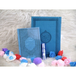 Pack Cadeau Couleur Bleu (Coran - Les 40 hadiths an-Nawawî - Parfum - Sac cadeau)