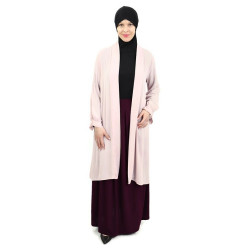 Cardigan mousseline manches plissées couleur rose clair
