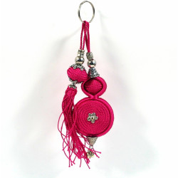Porte-clés artisanal avec pompon en sabra - Fushia