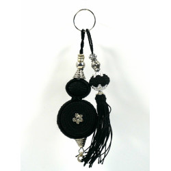Porte-clés artisanal avec pompon en sabra - Noir