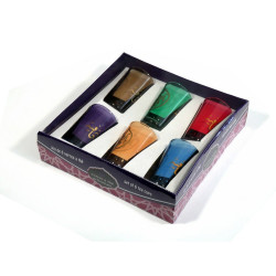 Verres à thé marocain colorés et ornés de motifs traditionnels dorés (Pack de 6 verres)