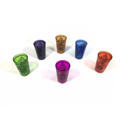 Verres à thé marocain colorés et ornés de motifs traditionnels dorés (Pack de 6 verres)