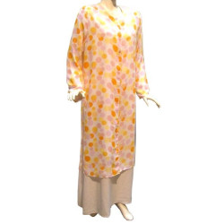White Fairouz set with orange and yellow patterns