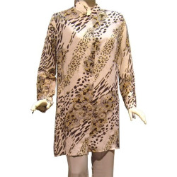 Ghania three-piece set (blouse, undershirt and pants) color black, gray and white