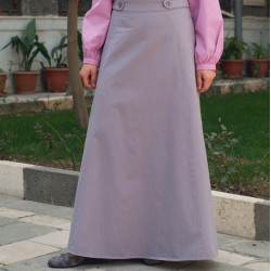 Buttoned Waist A-Line Skirt - A-Line Skirt with Buttoned Waist [wT0051]