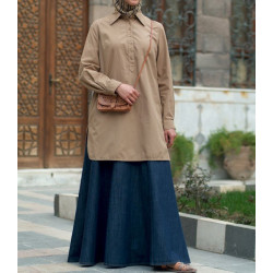 Chemisier large 100% coton - Oversized Shirt with Pleats [wB0481]