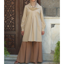 Flared Neck Tunic - Cowl-Neck Tunic [wB0841]