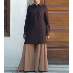 100% cotton tunic polo shirt - A-Line Polo [wB0851]