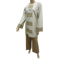 Ensemble "Fatiha" en lin couleur beige