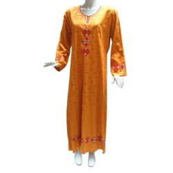 Kawtar orange dress with red embroidery