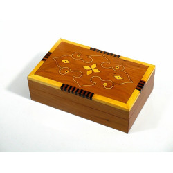 Boîte à bijoux artisanale rectangulaire en bois de thuya avec jolies motifs fleurs
