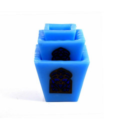 Ensemble de trois photophores de bougie décoratif marocain de couleur bleu clair