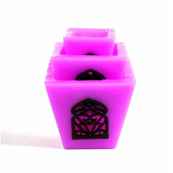 Ensemble de trois photophores de bougies décoratives marocaines de couleur mauve