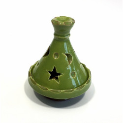 Mini tajine photophore décoratif marocain en poterie de couleur vert clair
