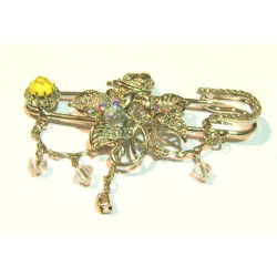 Broche dorée pour Hijab avec diamant jaune