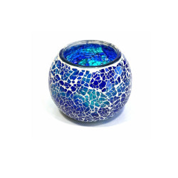 Bougeoir artisanal - Objet décoratif en verre mosaïque coloré