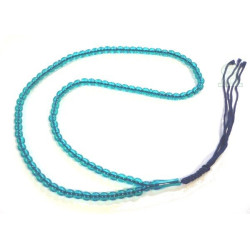 Chapelet "Sebha" ultra-résistant transparent bleu ciel (99 grains)