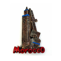 Magnet / Aimant de réfrigérateur artisanal sous forme de Mosquée avec inscription Morocco
