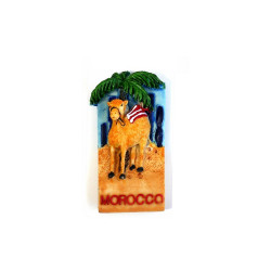 Magnet artisanal Chameau et Palmier en relief (3D) - Souvenir du Maroc (Morocco)